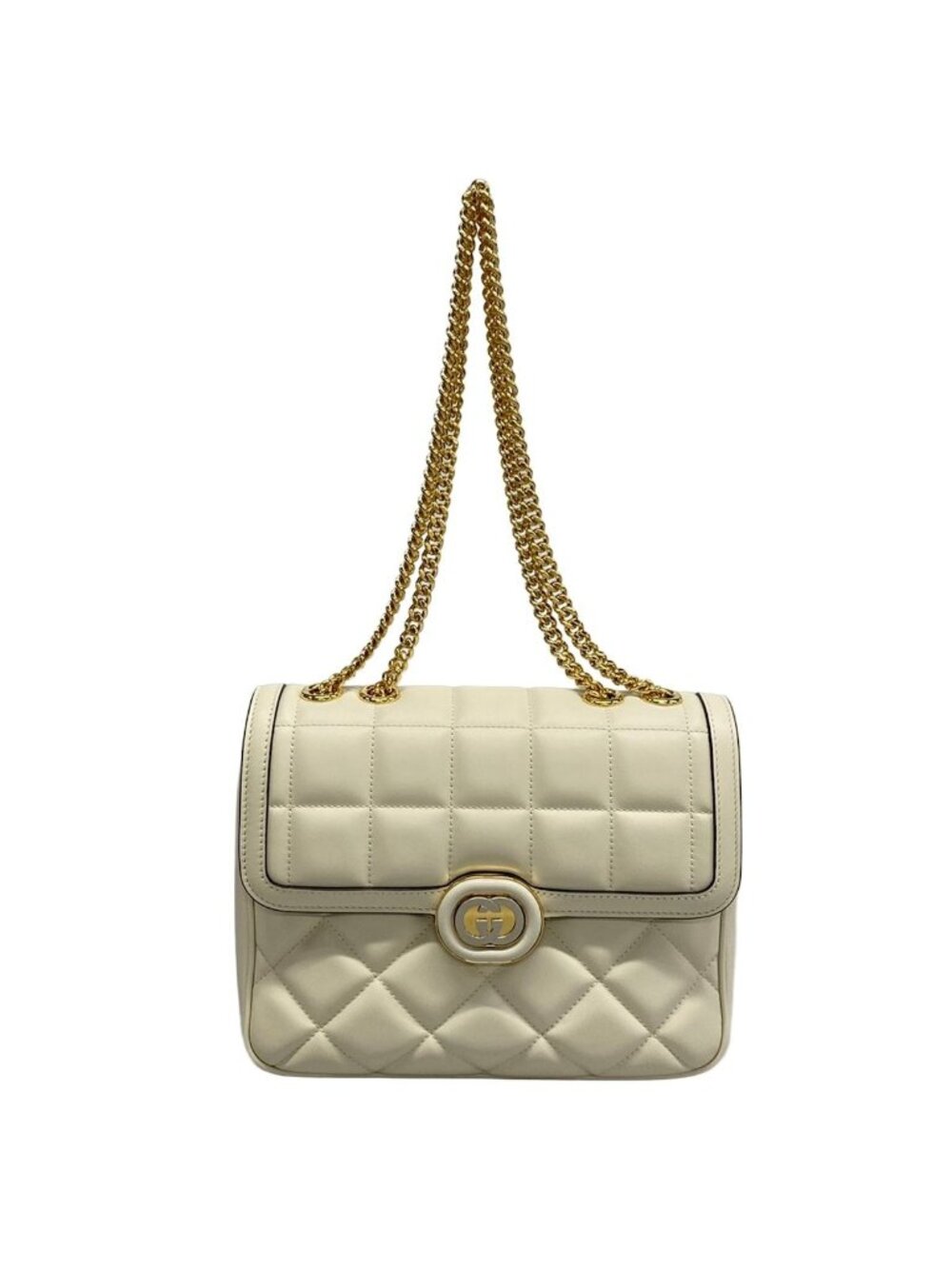 Gucci Shoulder Bag Deco Chain Ivory Leather